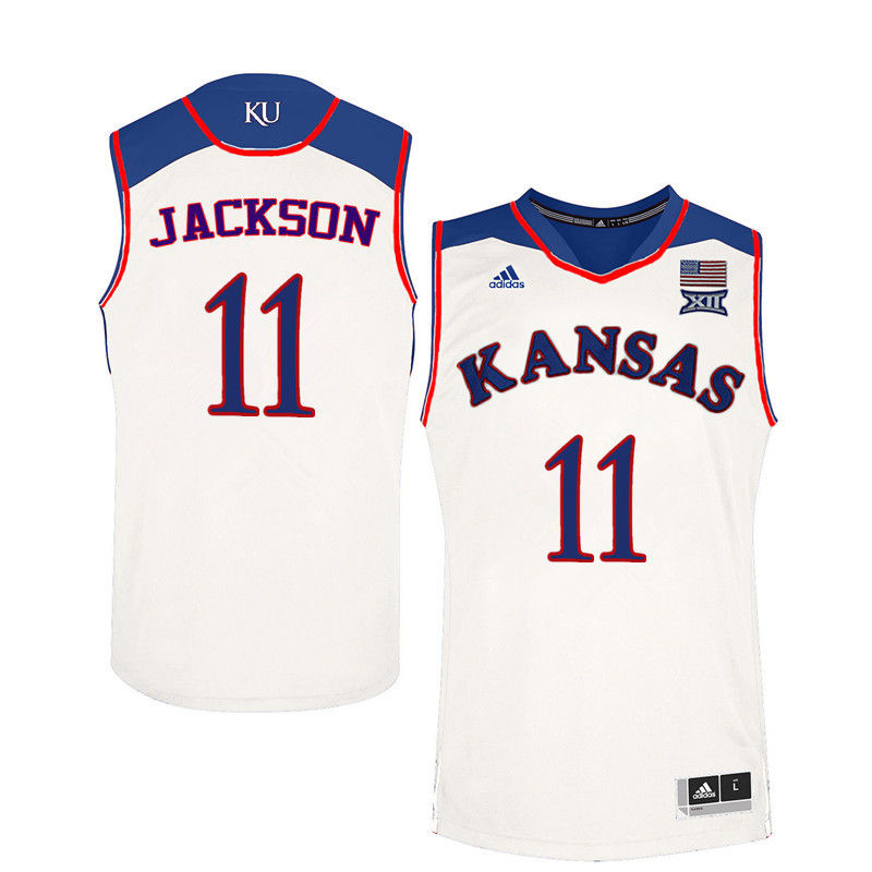 Men Kansas Jayhawks #11 Josh Jackson College Basketball Jerseys-White - Click Image to Close